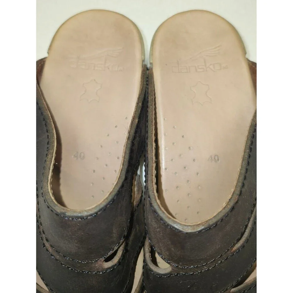 Dansko Brown Leather Wedge Sandals, 40